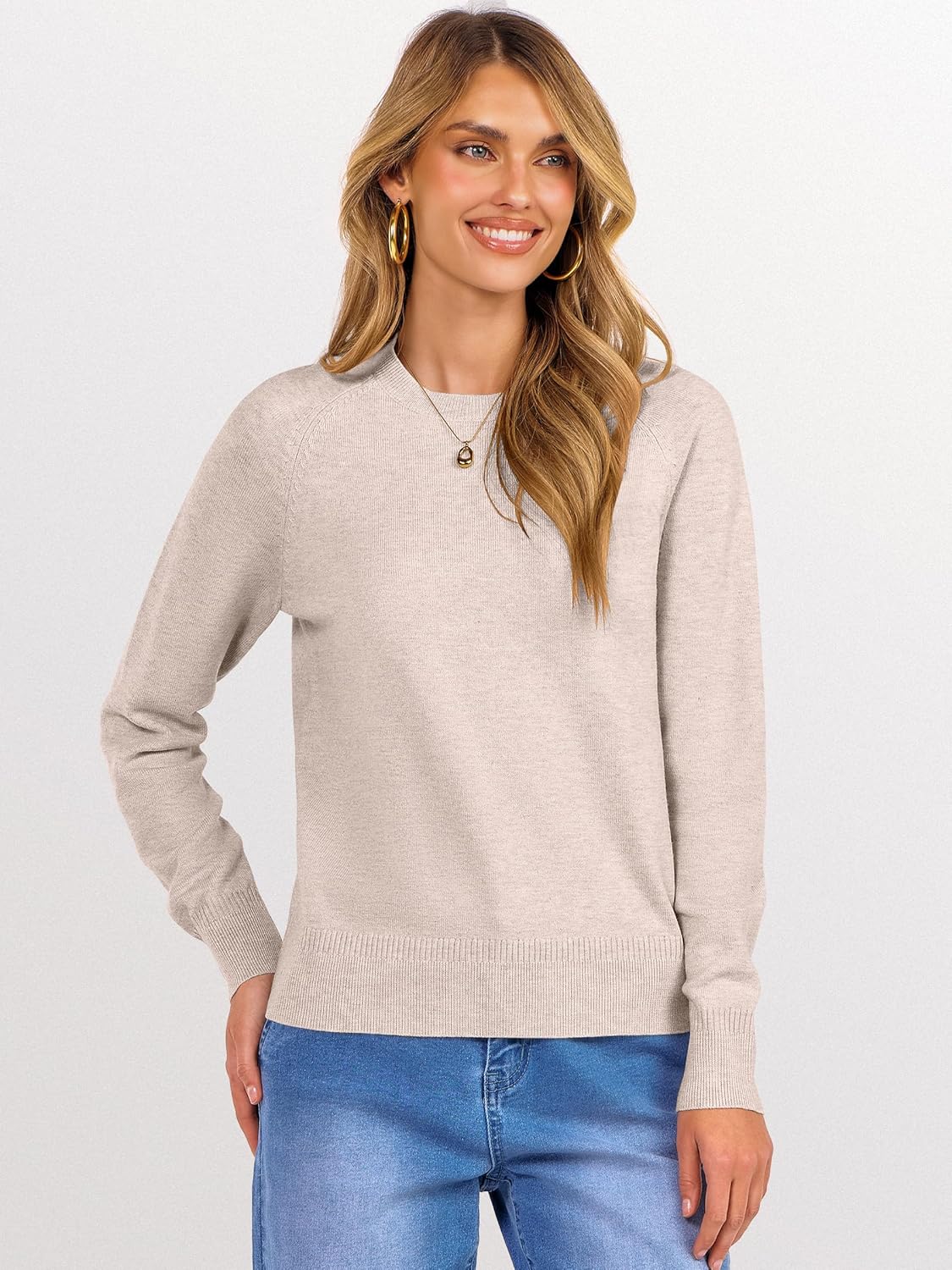 ANRABESS Sweaters for Women 2025 Long Sleeve Crewneck Loose Fit Lightweight Knit Basic Fall Sweater Outfits - Image 4