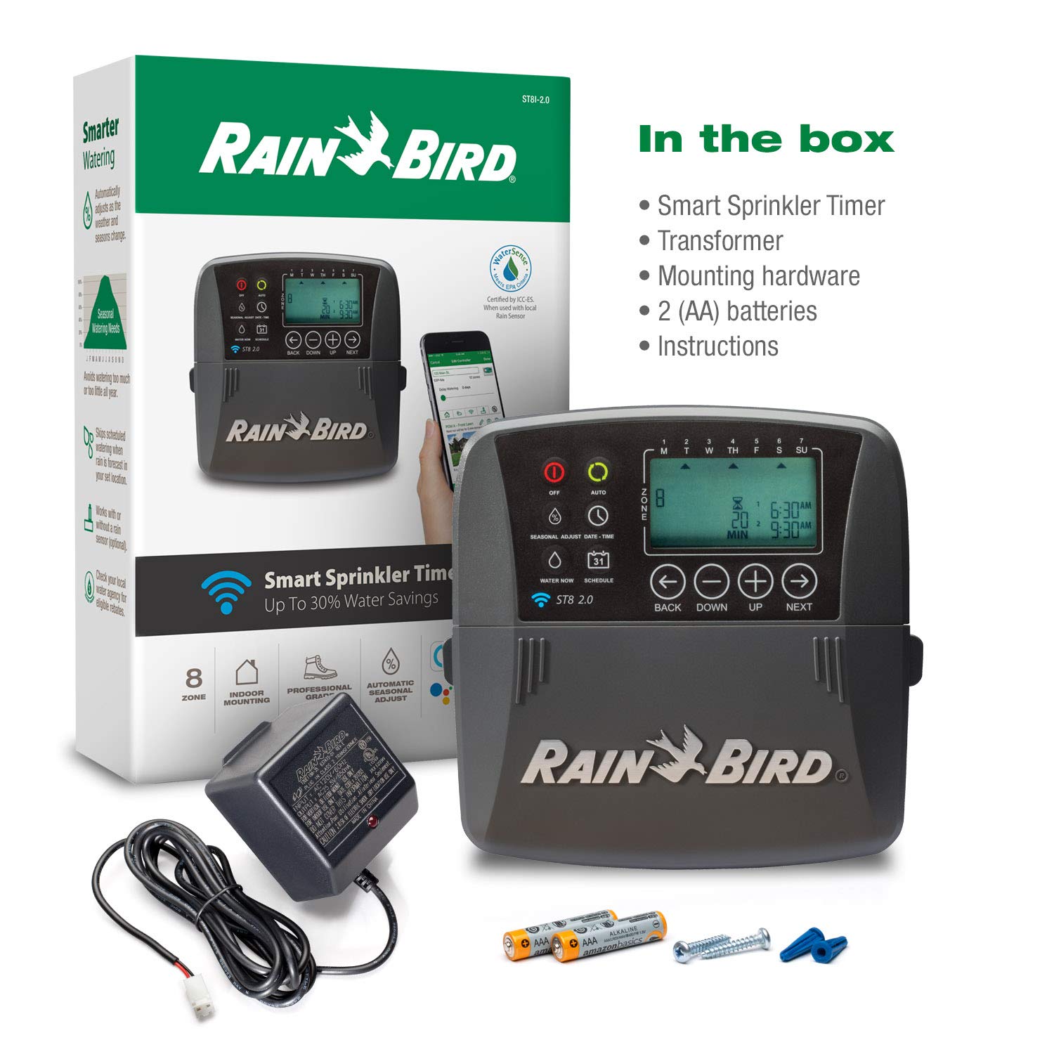 Rain Bird ST8I-2.0 Smart Indoor WiFi Sprinkler/Irrigation System Timer/Controller, WaterSense Certified, 8-Zone/Station, Compatible with Amazon Alexa - Image 7