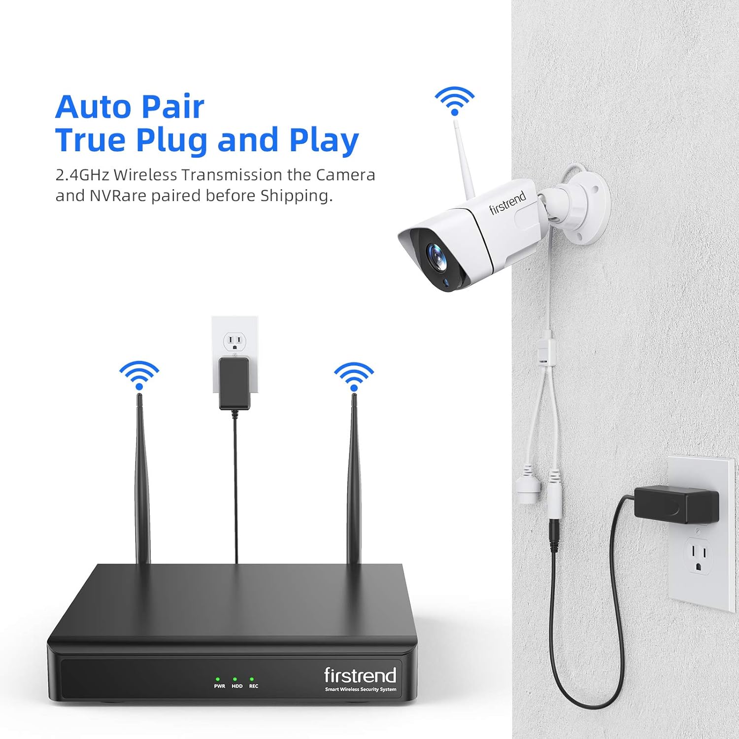 Wireless Security Camera System, Firstrend 8CH 1080P Wireless NVR System with 4 pcs 1.3MP IP Security Camera with 65 ft Night Vision and Easy Remote View, P2P CCTV for Home(No Hard Drive) - Image 4