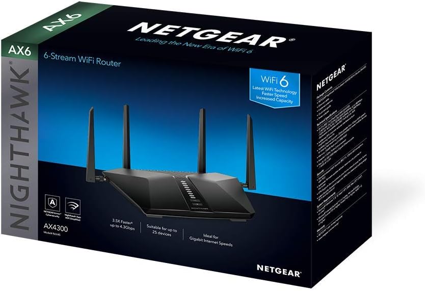 Netgear Nighthawk AX6 6-Stream AX4300 WiFi 6 Router (RAX45-100NAS) - Image 6