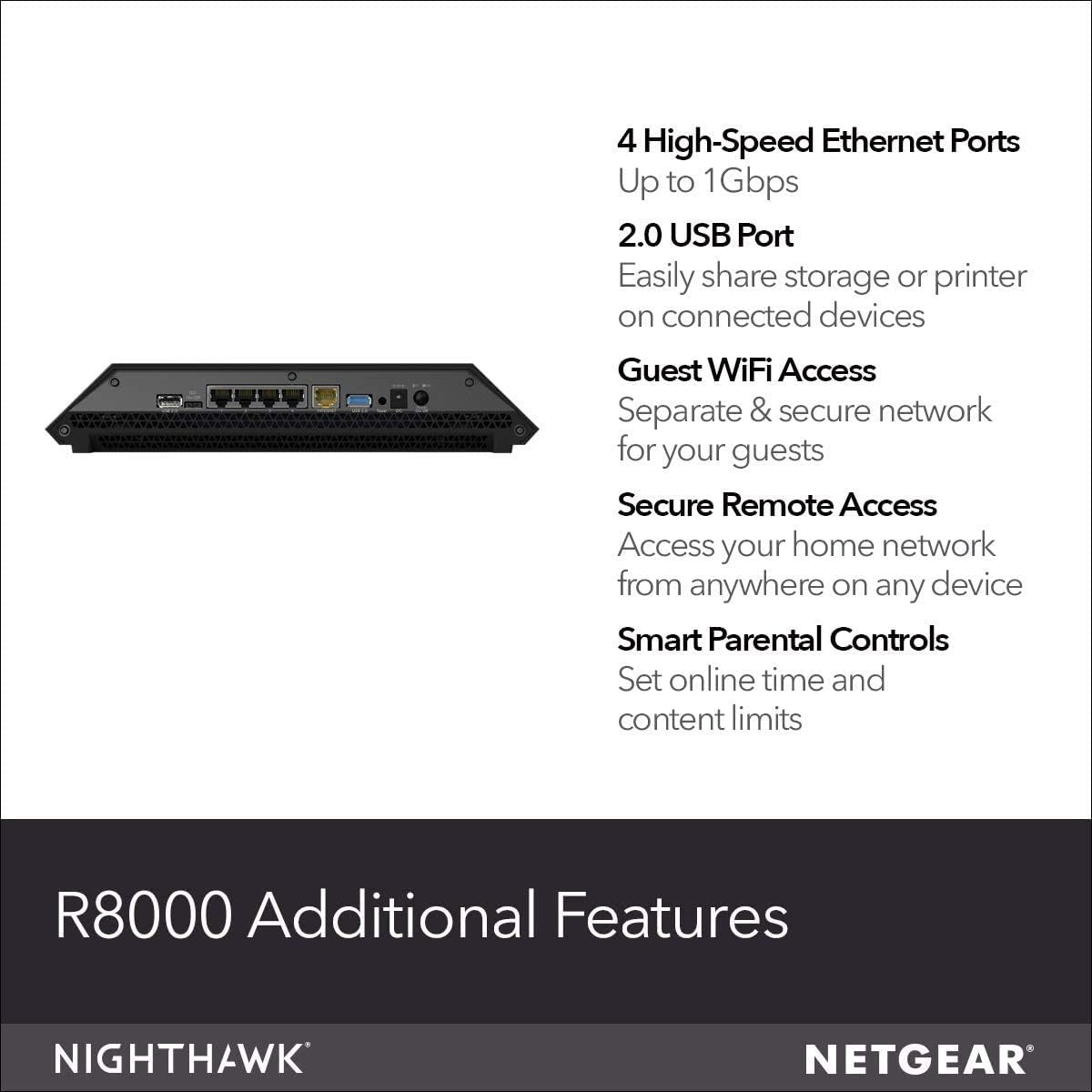 Netgear Renewed R8000-100NAR Nighthawk X6 AC3200 Tri-Band Gigabit Wi-Fi Router (Renewed) - Image 9