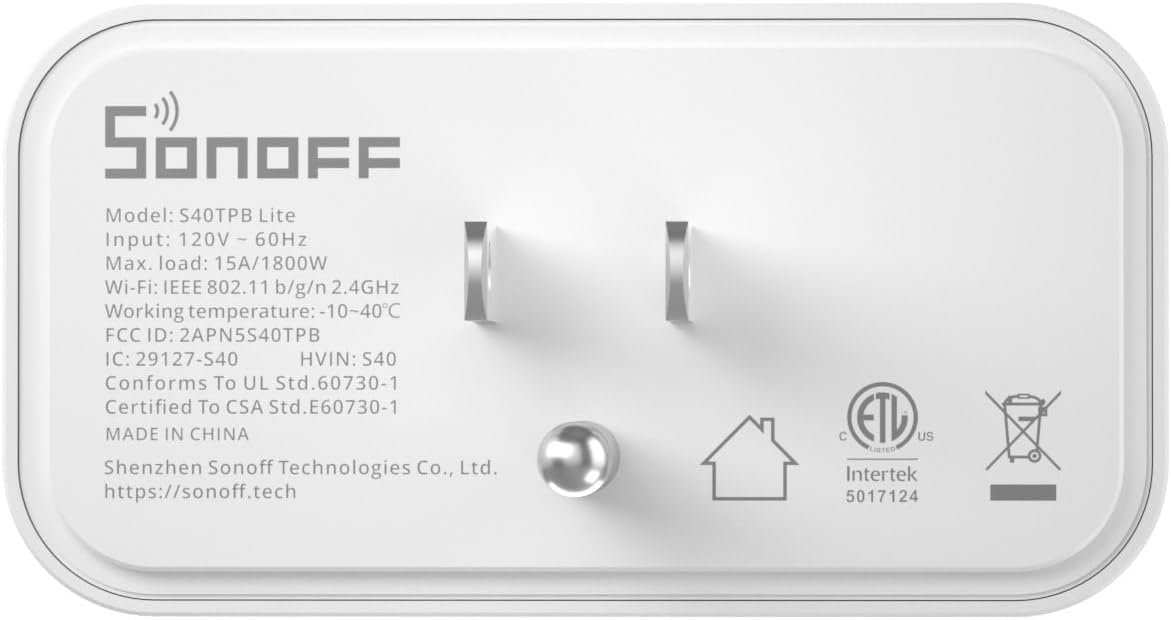 SONOFF S40 Lite 15A WiFi Smart Plug ETL Certified, Smart Socket Outlet Timer Switch, Compatible with Alexa & Google Home Assistant, IFTTT Supporting, No Hub Required -A Certified for Humans Device - Image 7