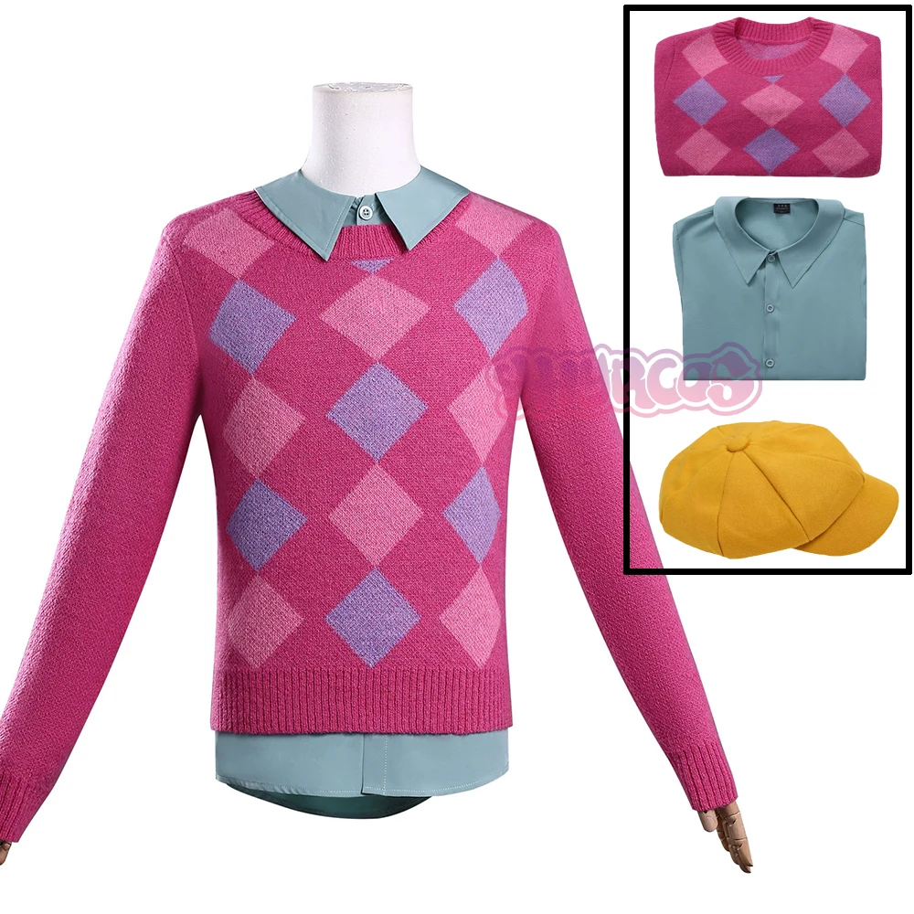 3PCS Baby Saja Cosplay Costume Hat Green KPop Demon Hunters Sweater Yellow Hat Cap Saja Boys Uniform Shirt Halloween Party Men