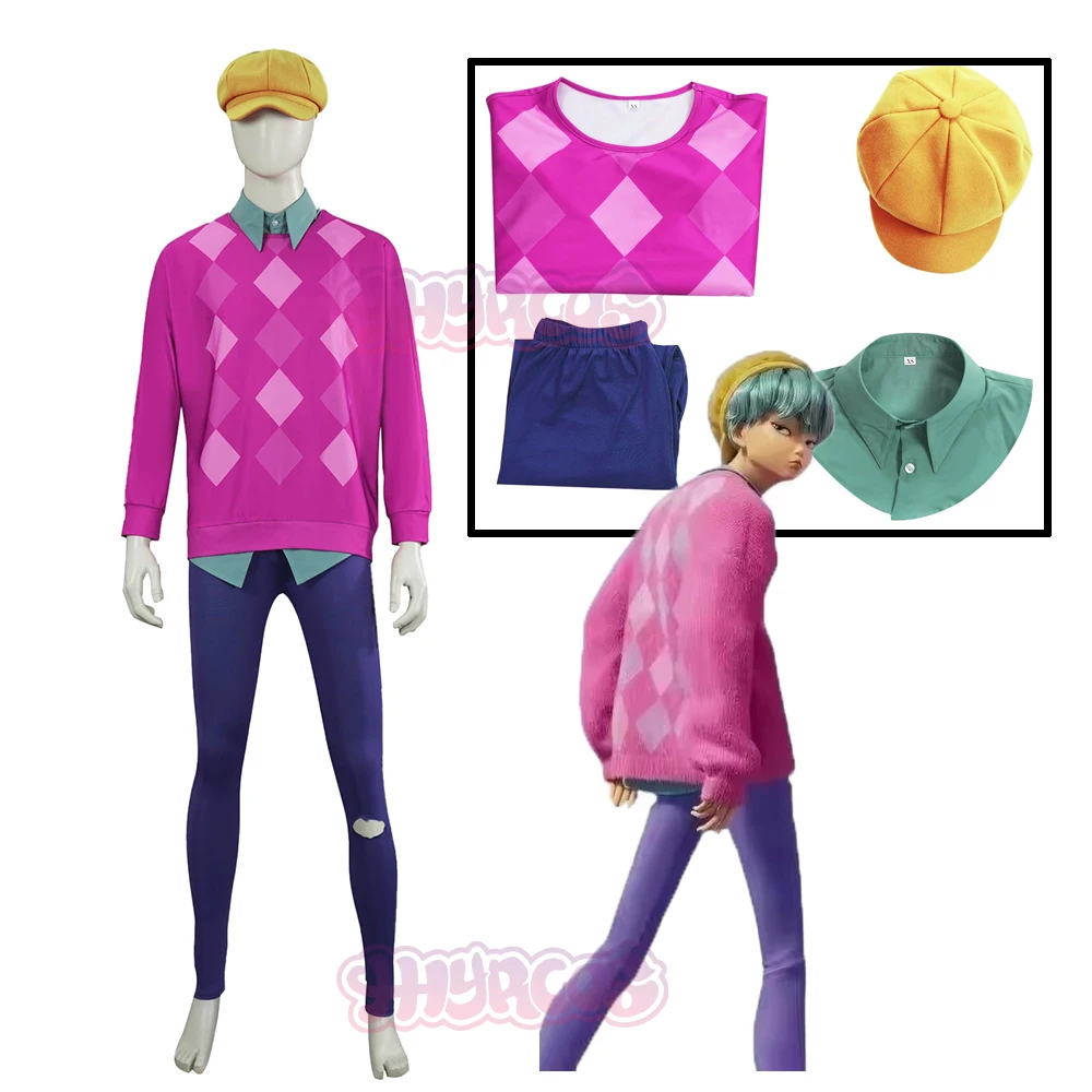 4PCS Kpop Demon Hunters Baby Saja Boys Cosplay Hat Fantasy Costume Men Sweatshirt Pants Cap Roleplay Outfits Halloween Suit