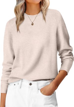 ANRABESS Sweaters for Women 2025 Long Sleeve Crewneck Loose Fit Lightweight Knit Basic Fall Sweater Outfits