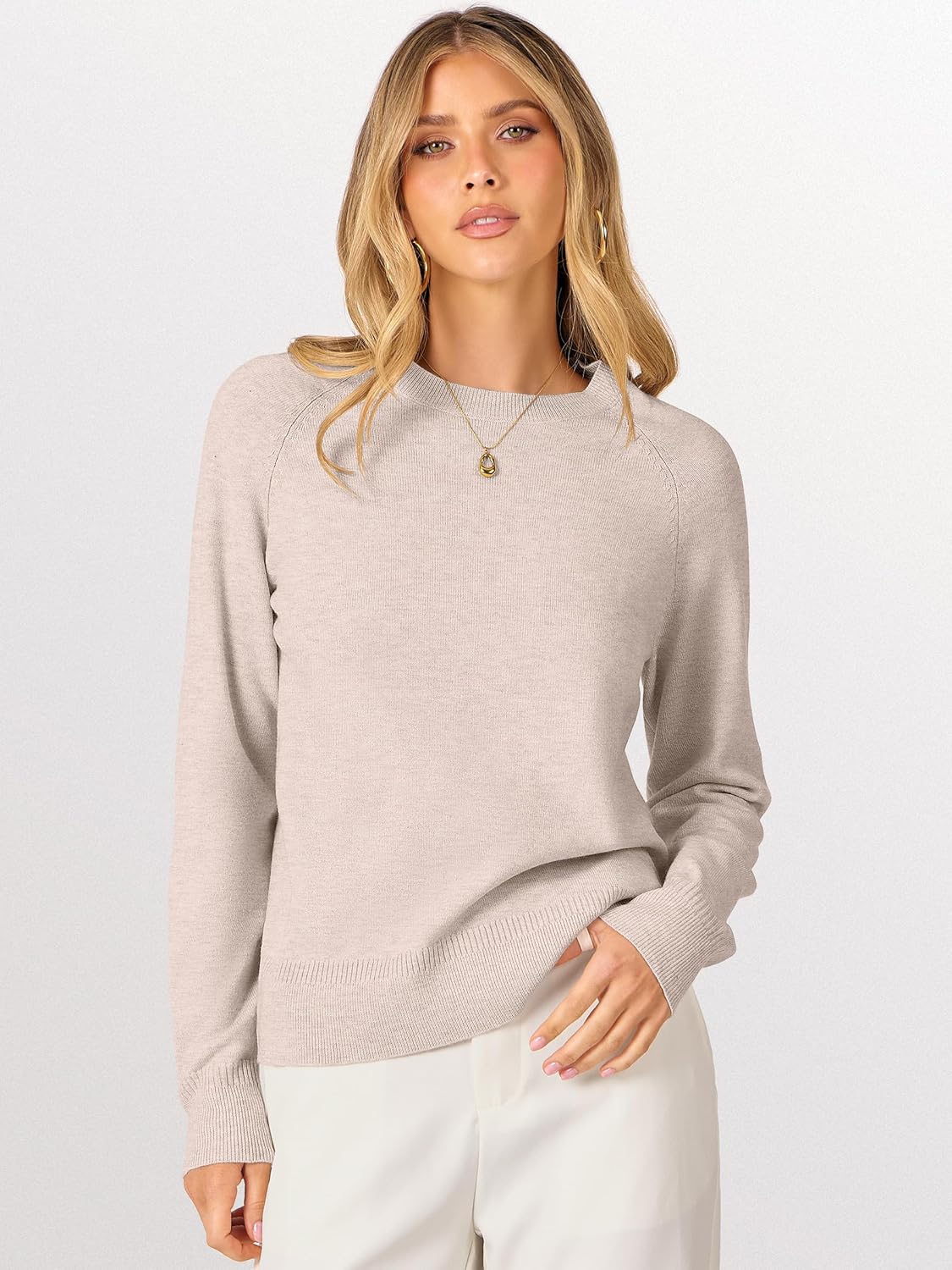 ANRABESS Sweaters for Women 2025 Long Sleeve Crewneck Loose Fit Lightweight Knit Basic Fall Sweater Outfits - Image 2