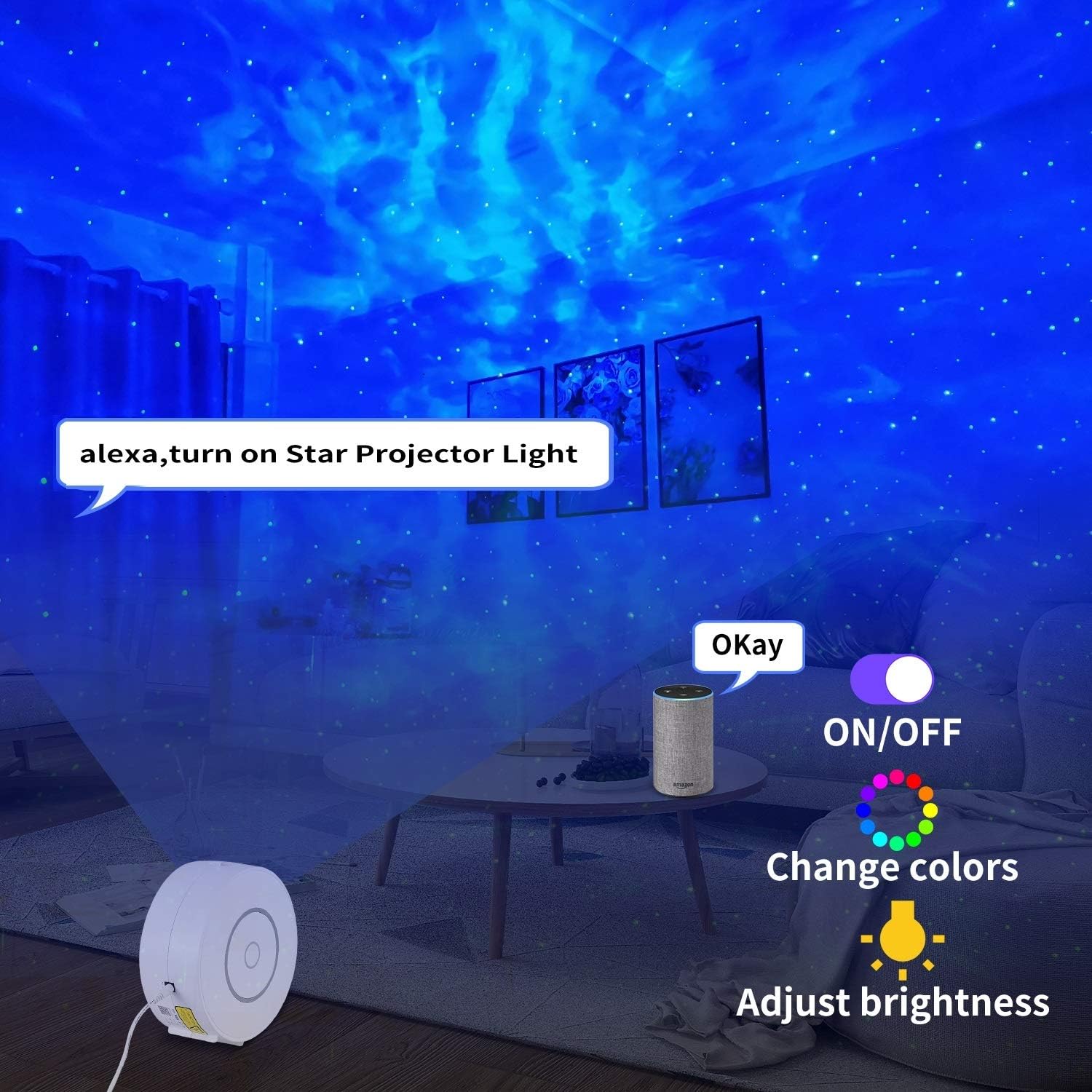 CHIGIH Smart Galaxy Star Projector,LED Starry Sky Night Light ,Nebula Ceiling Night Light App & Voice Controlled for Gaming Room,Bedroom,Home Theater,Camp Tent - Image 2