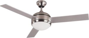Canarm LTD Calibre BPT 48 Frosted Glass 1 Bulb Light Kit, 48-Inch Ceiling Fan with 3 Blades, Grey/White Brushed Pewter