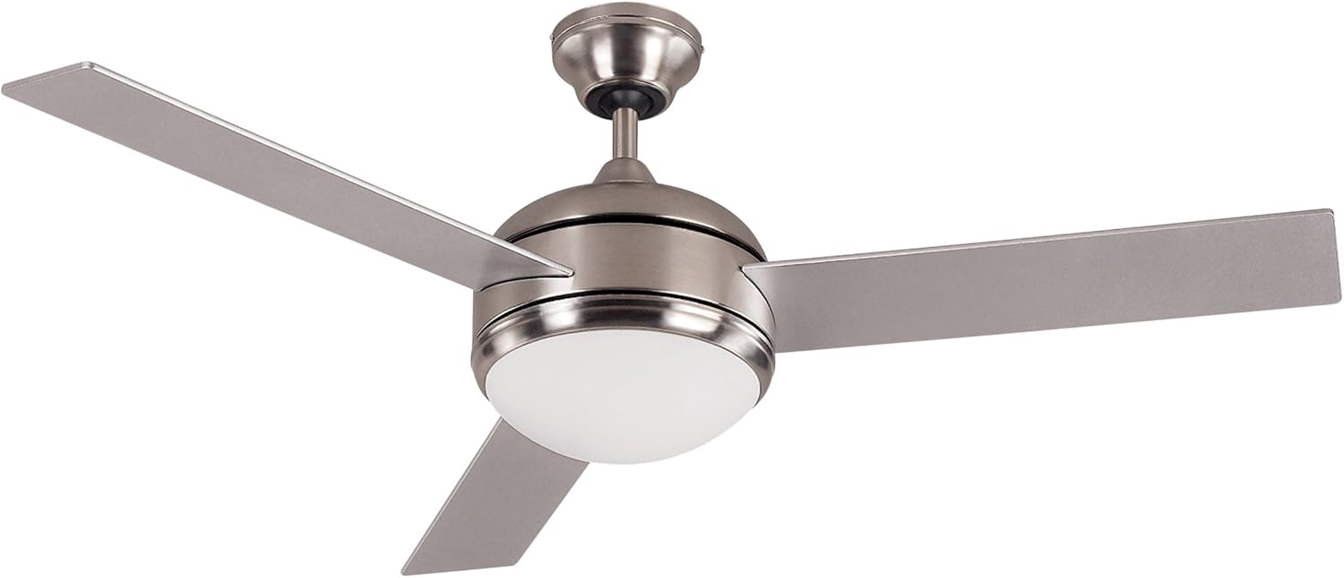 Canarm LTD Calibre BPT 48 Frosted Glass 1 Bulb Light Kit, 48-Inch Ceiling Fan with 3 Blades, Grey/White Brushed Pewter