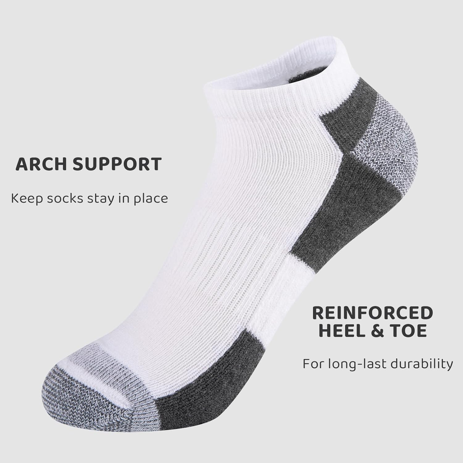 Comfoex 12 Pairs Boys Ankle Cushioned Socks Athletic Low Cut Sports Breathable Socks For Kids 4-6 6-8 8-10 10-12 Years Old - Image 2