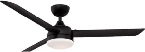 Fanimation Xeno Wet 3 Blade Ceiling Fan 14.54 Inch Tall and 56 Inch Wide with Black Finish and Black Blades
