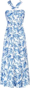 GRACE KARIN 2025 Women’s Criss Cross Halterneck Sleeveless Summer Floral Print Flowy A Line Maxi Dress