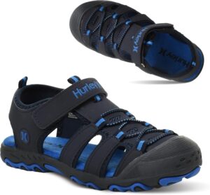 Hurley Kid's and Toddlers Water Sandals - Beach Sandals for Boys and Girls, Lightweight Durable Closed Toe with Adjustable Upper for Outdoors, Water Play and Pool Champ