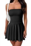 OQQ Women's Mini Dress Summer Cocktail Tube Ruched Waist Ruffle Corset Party A-line Dresses