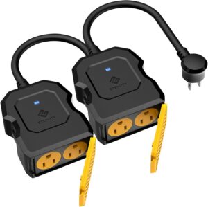 Outdoor Smart Plug 2Pack, Etekcity Outdoor WiFi Outlet with 2 Sockets, Compatible with Alexa & Google Home, Wireless Remote Control, Energy Monitoring & Timer Function, Waterproof, FCC and ETL Listed
