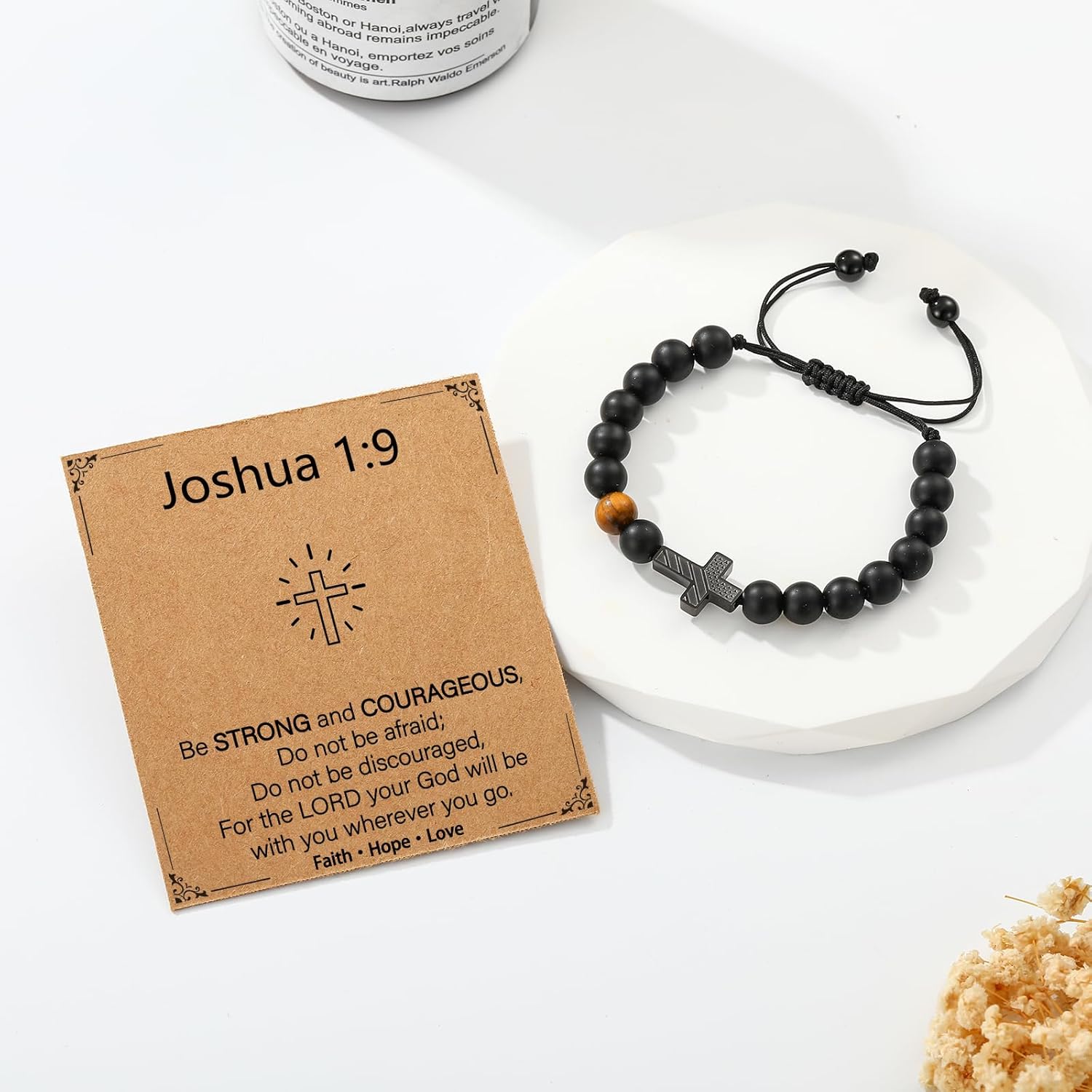 P. BLAKE Cross Bracelet Gifts for Teen Teenage Boys, American Flag Cross Beads Bracelet Christian Religious Christmas Easter Baptism Jewelry Gifts for Son Grandson - Image 2