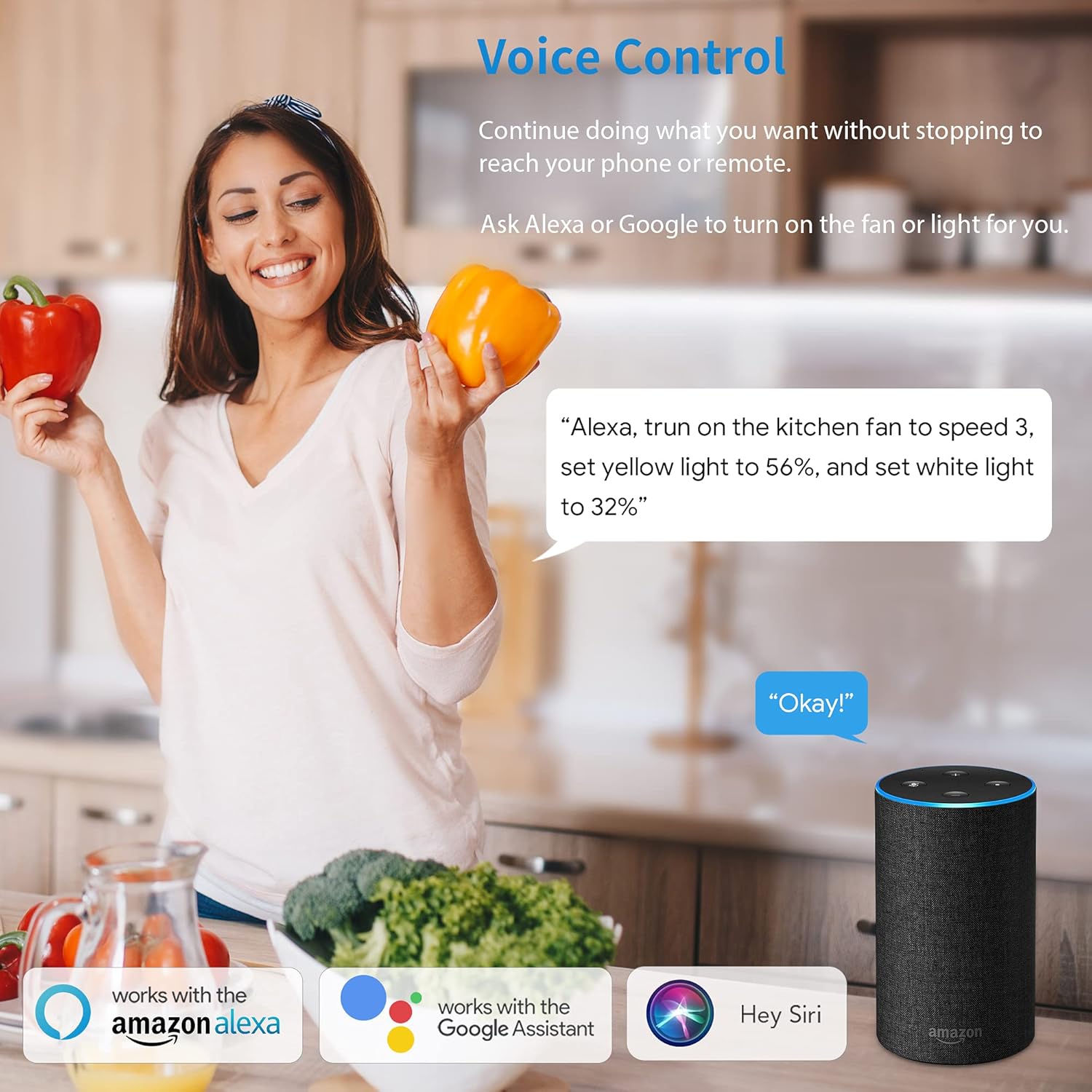 SMAAIR 52 Inch Smart Ceiling Fan with Lights and 10-speed DC Motor, Works with Remote Control/Alexa/Google Home/Siri, Dimmable LED Light (52 Inch, Creamy White) - Image 2