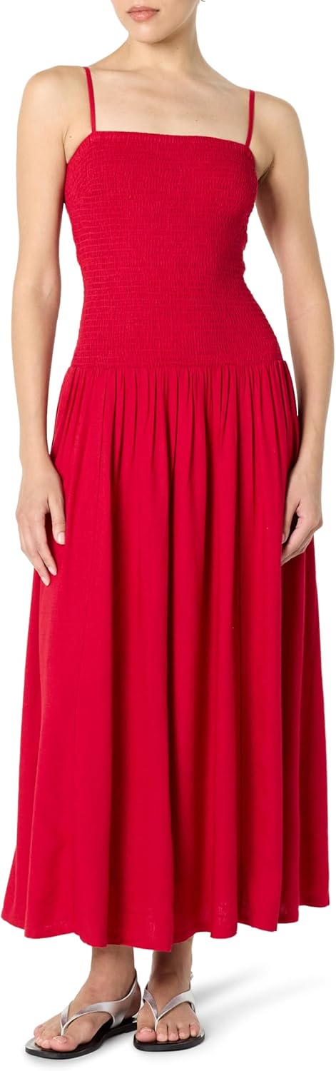 The Drop Women's Florencia Smocked Bodice Linen Maxi Dress