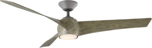 Twirl Smart Indoor and Outdoor 3-Blade Ceiling Fan 58in Graphite Weathered Wood 3000K LED Light Kit and Remote Control works with Alexa, Google Assistant, Samsung Things, and iOS or Android App