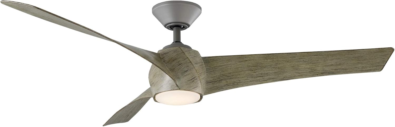 Twirl Smart Indoor and Outdoor 3-Blade Ceiling Fan 58in Graphite Weathered Wood 3000K LED Light Kit and Remote Control works with Alexa, Google Assistant, Samsung Things, and iOS or Android App