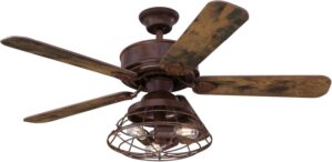 Westinghouse 74001B00 Vintage-Style Barnett, Smart WiFi Ceiling Fan Compatible with Amazon Alexa and Google Home with LED Light, Remote Control, 48 Inch, Barnwood Finish, Cage Shade