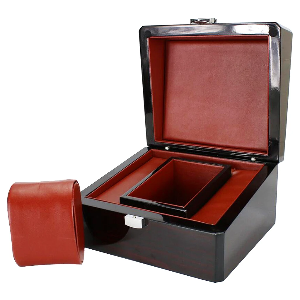 ABQR Fashion Luxury Black Single Slot Wooden Watch Case Paint Box Travel Jewelry Watch Storage Showcase Display Box