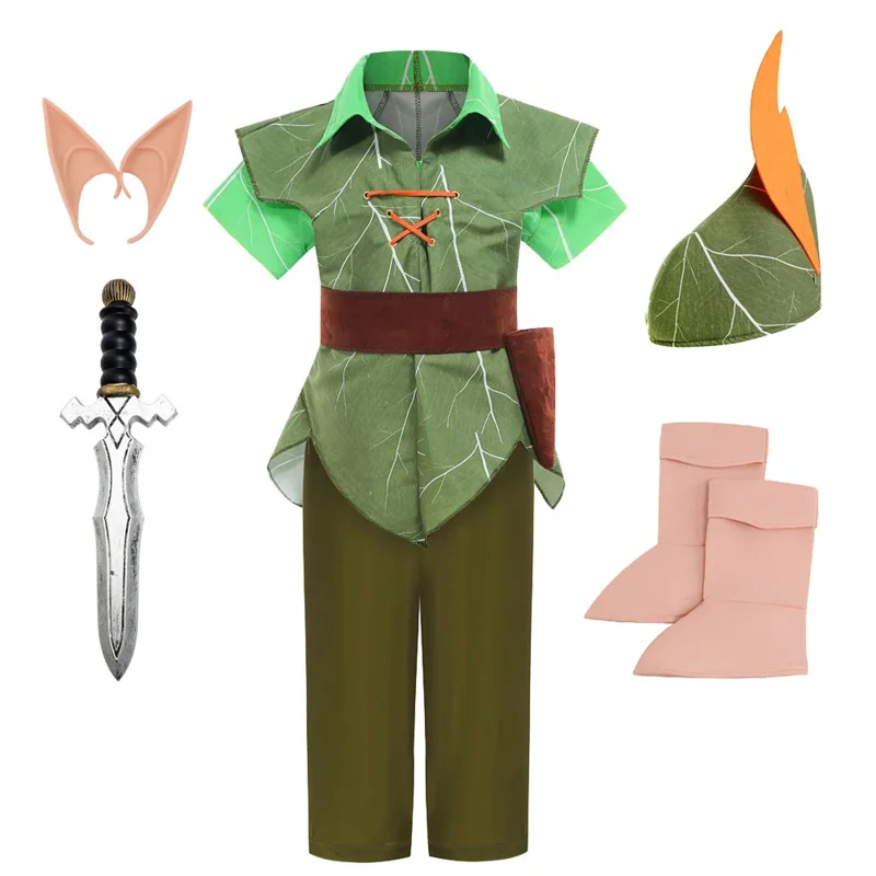 Cosplay Halloween Boys Peter Pan Cosplay Costume Child Frog Prince Naveen Clothing Set Birthday Party Kids Prince Charming Anime