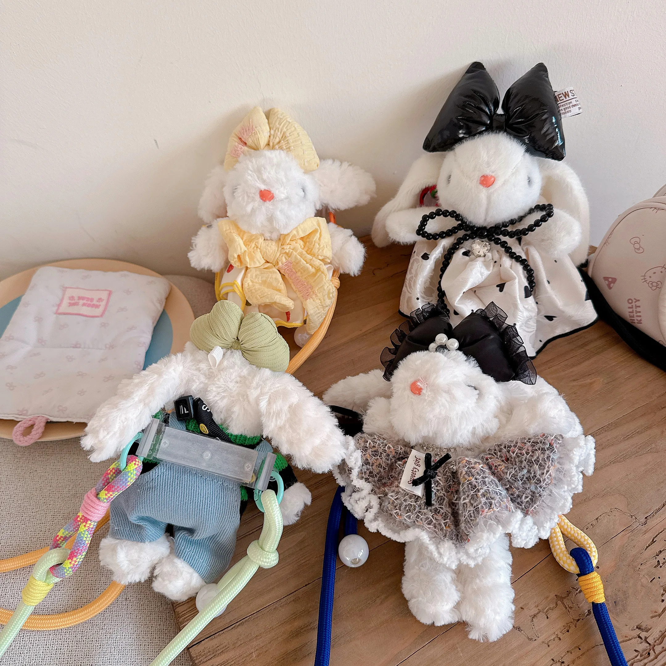 Hanging Ear Rabbit Doll Keychain Cartoon Plush Doll Bag Pendant Cute Animal Doll Accessories For Girl Women Christmas Gifts