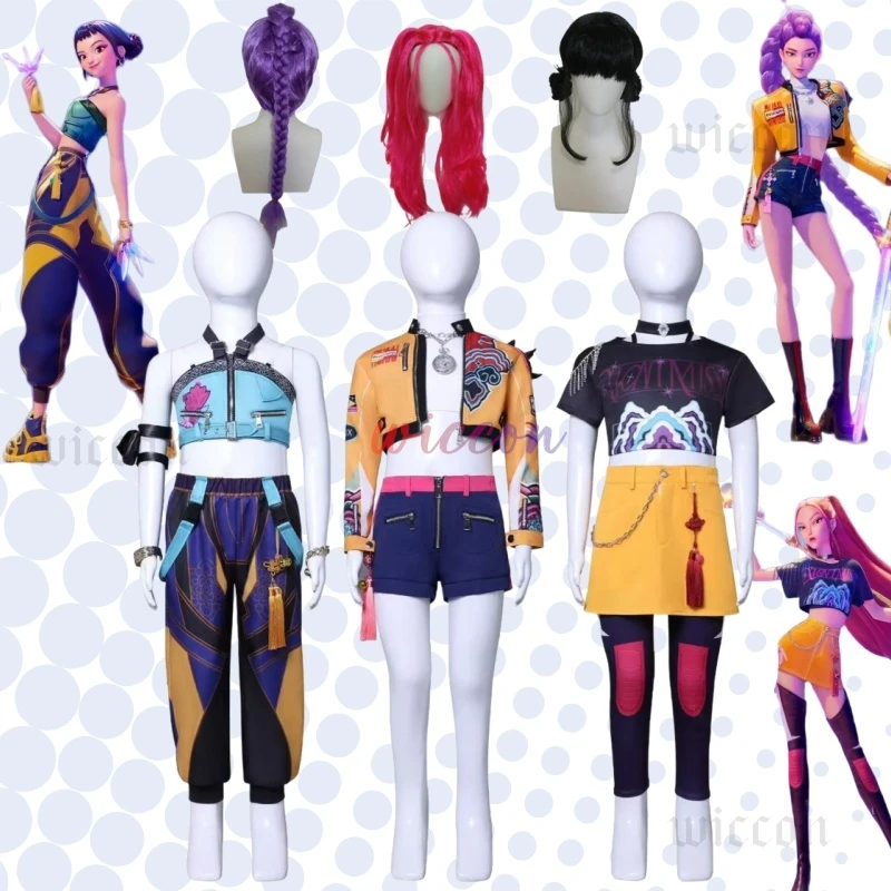 Kids Kpop Demon Hunter Cosplay Mira Rumi Zoey Full Suit Girls Stage Dance Halloween Clothing
