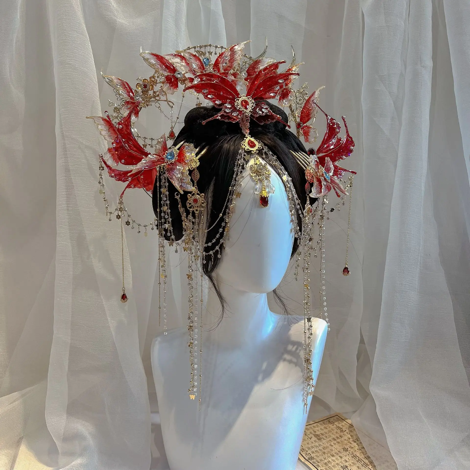 Western Chinese Clothing Dunhuang Forehead Exotic Dance Tassel Traditional Costume Hair Accessories Headdress Retro-Style Suit