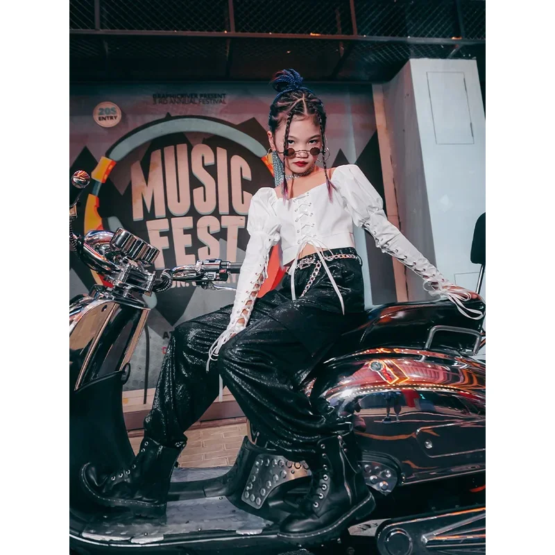 ZZL Cool Clothes for Children Children's Catwalk Suit Girls Jazz Dance Domineering K-POP Clothing Urban Dance Girl Clothes