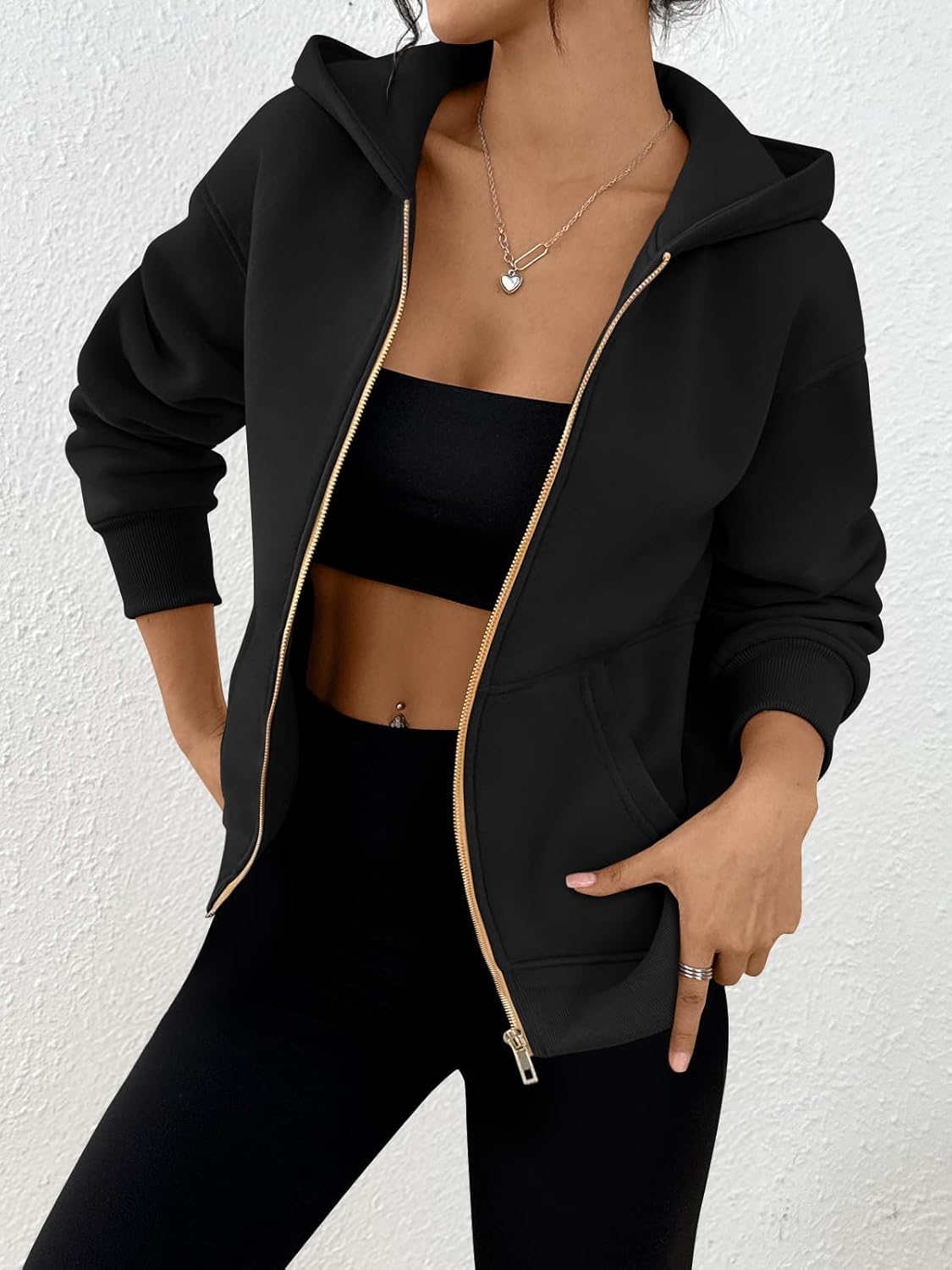 Trendy Queen Womens Zip Up Hoodies Fall Fashion Sweatshirt 2025 Clothes Y2K Cropped Jackets Cute Winter Outfits - Image 3