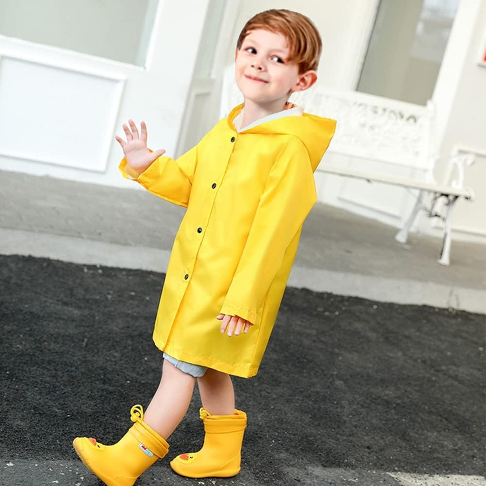 Kids Rain Jacket - Waterproof Boys Girls Raincoat Yellow Breathable Hooded Rain Coat for Girls Boys Toddler - Image 5
