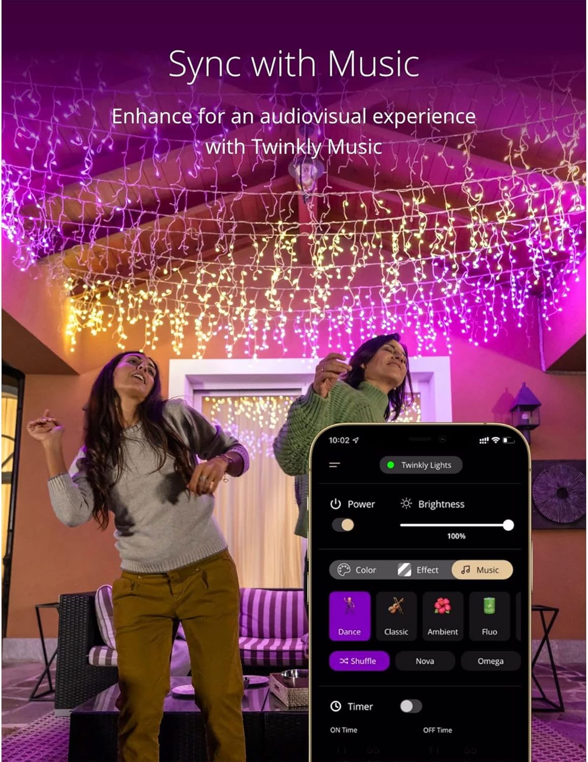 Twinkly Icicle App-Controlled LED Christmas Lights with 190 RGB (16 Million Colors) LEDs. Clear Wire. Indoor and Outdoor Smart Lighting Decoration - Image 5