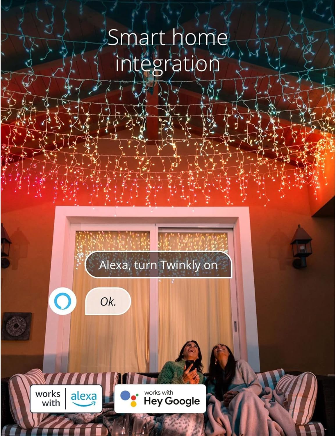 Twinkly Icicle App-Controlled LED Christmas Lights with 190 RGB (16 Million Colors) LEDs. Clear Wire. Indoor and Outdoor Smart Lighting Decoration - Image 6