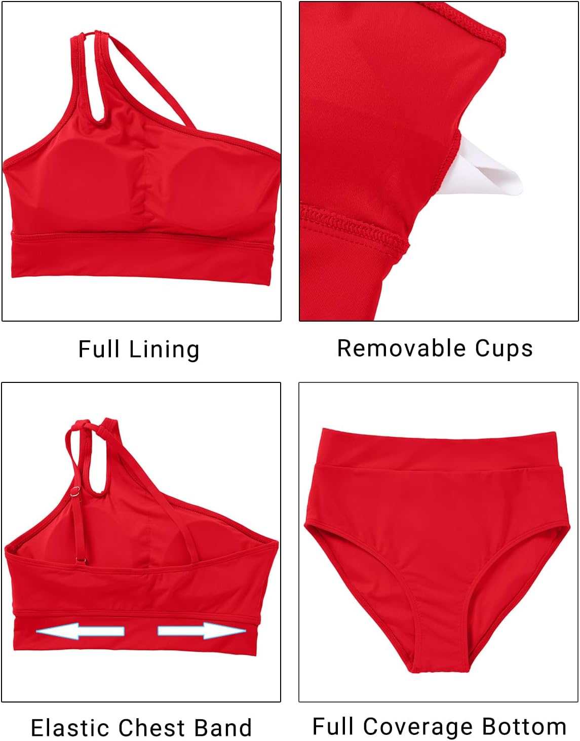 Two Piece High Waisted Swimsuits for Women - One Shoulder Bikini Tummy Control Bathing Suit 2025 Full Coverage Swimwear - Image 5