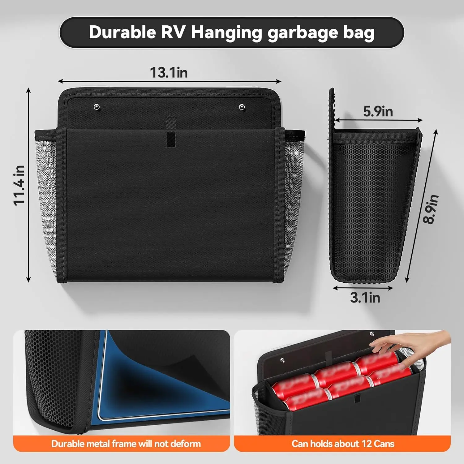 1pc Rv Door Back Storage Bag Wall Mounted Black Plastic Storage Shoe Bag For Motorhome Caravan Camper Van Rv Accessories