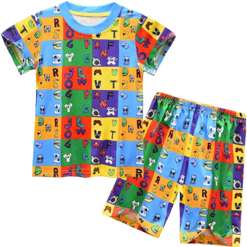 2023 New Alphabet lore Game Summer Kids Sport Casual Clothing Sets Baby Girls Boys Cosplay Costumes T-shirt+Shorts 2 Piece Set