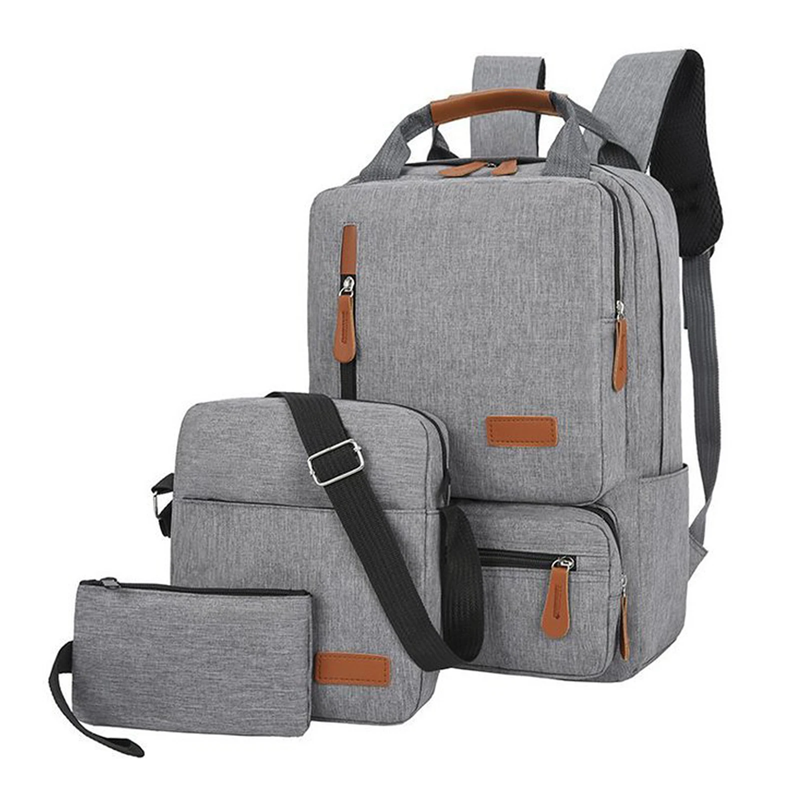 3pcs Backpack Set Women Men Laptop Backpack Shoulder Bag Small Pocket for Travel School Business Work College