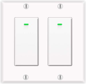 Alexa Light Switch, Double Smart WiFi Light Switches, Smart Switch 2 Gang Compatible with Alexa and Google Home, Neutral Wire Needed, with Remote Control, Timing Schedule, No hub Required (2Pack)