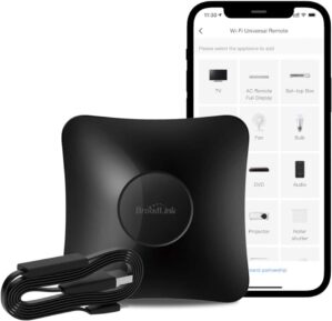 BroadLink RM4 pro Smart Remote and Sensor Cable Set RM4 pro S (2.4 GHz Wi-Fi Only), Universal IR RF Remote Control Hub with Temperature Humidity Monitor USB Cable, Works with Alexa & IFTTT