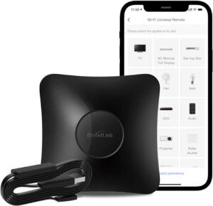 BroadLink RM4 pro Smart Remote and Sensor Cable Set RM4 pro S (2.4 GHz Wi-Fi Only), Universal IR RF Remote Control Hub with Temperature Humidity Monitor USB Cable, Works with Alexa & IFTTT