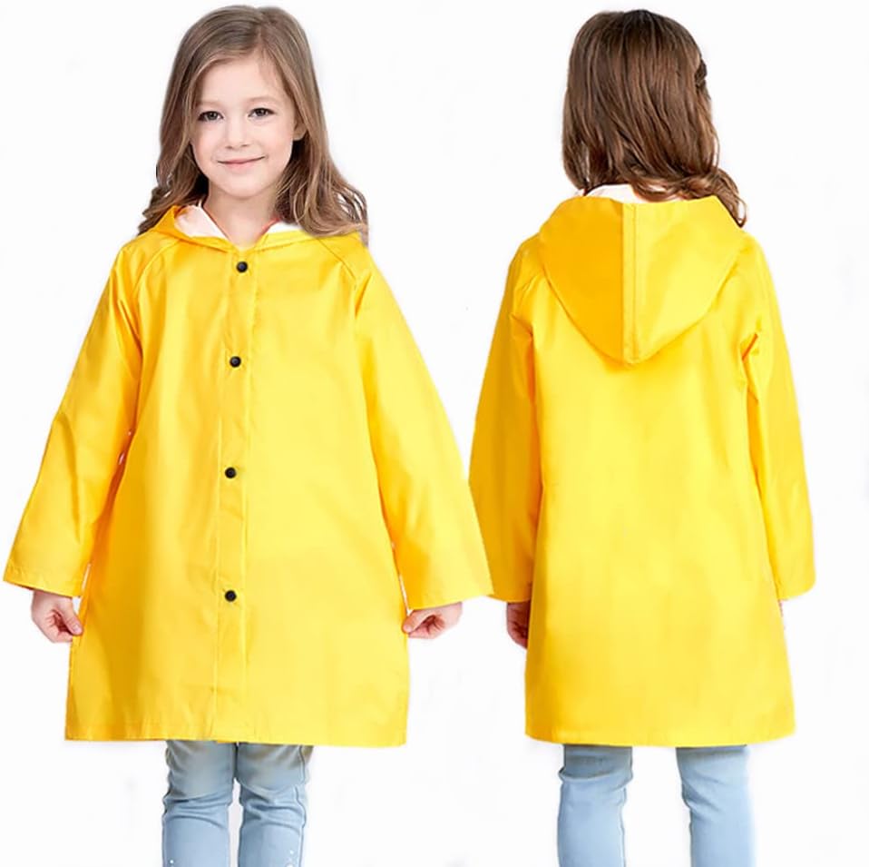 Kids Rain Jacket - Waterproof Boys Girls Raincoat Yellow Breathable Hooded Rain Coat for Girls Boys Toddler - Image 2