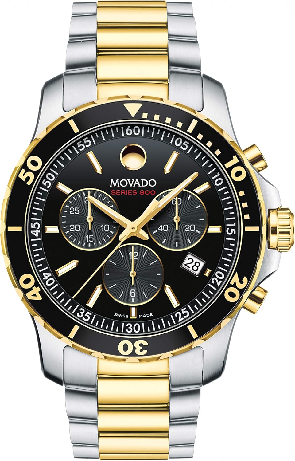 Movado Series 800 Men's Watch - Swiss Quartz Chronograph Movement, Stainless Steel Link Bracelet - 20 ATM Water Resistance - Luxury Fashion Timepiece for Him - 42mm