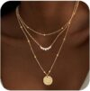 Necklace for Women 14K Real Gold Plated Dainty Diamond Pendant Choker Simple Trendy Charm Chain Necklace Jewelry Gift