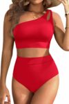 Two Piece High Waisted Swimsuits for Women - One Shoulder Bikini Tummy Control Bathing Suit 2025 Full Coverage Swimwear