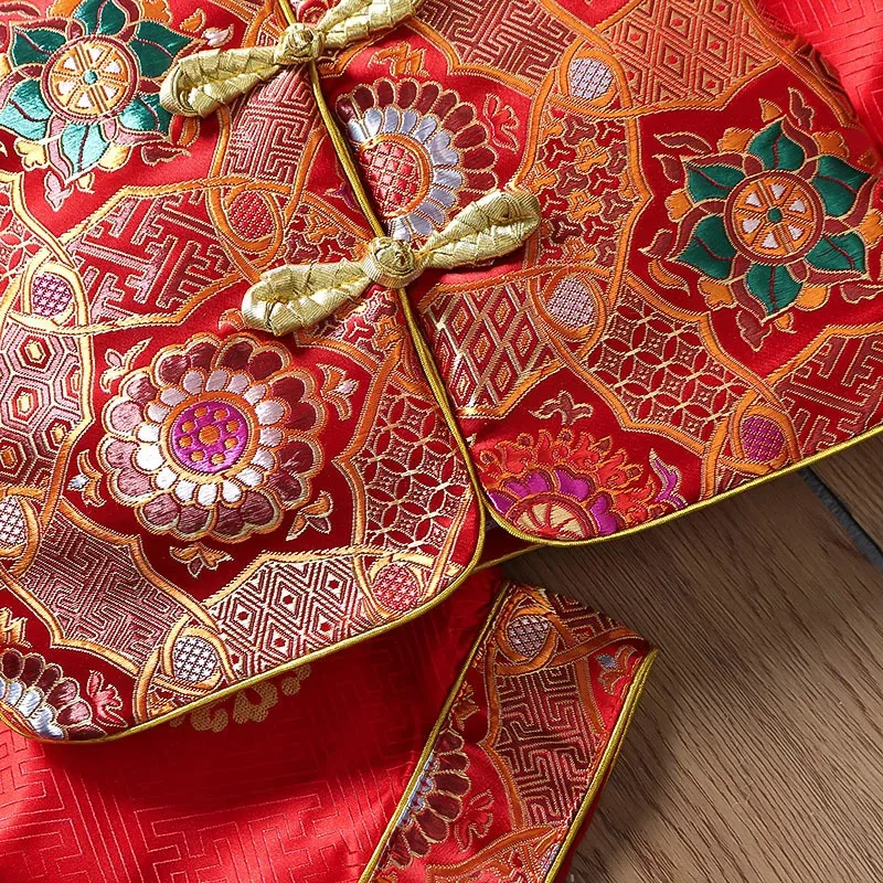 AIAI 2025One--Old Tang Suit Baby Kids Child Chinese Festival New Year's Clothing Brocade Hanfu Oriental Costume Top