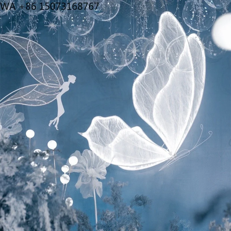 Best Selling Wholesale Romantic LED Moving Luminous butterfly wings Road Guide Light for Wedding Stage Event Decoration