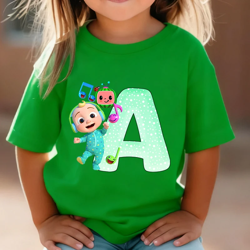 Cocomelons Baby T-Shirts Anime Print Letter Short Sleeves Shirts Boys Girls Summer Clothes Cartoon Tops Tees Birthday Gift New