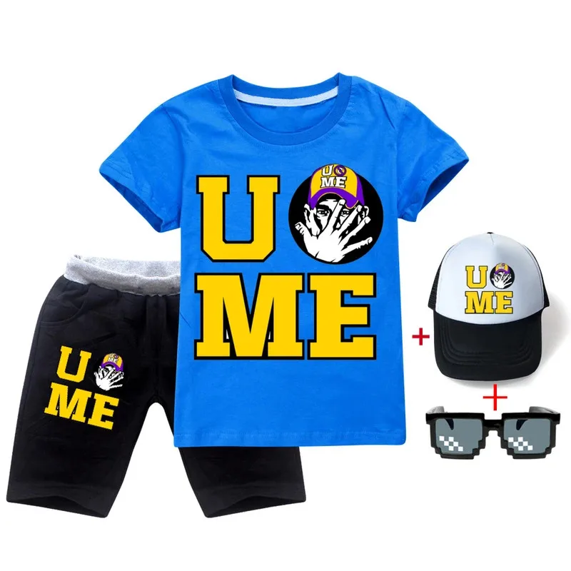 Cosplay John Cena Summer Children'S Clothing Sets Cotton Casual Baby Boys Girls T-Shirts+Shorts Suit For 3 4 5 6 8 10 12 Cosplay